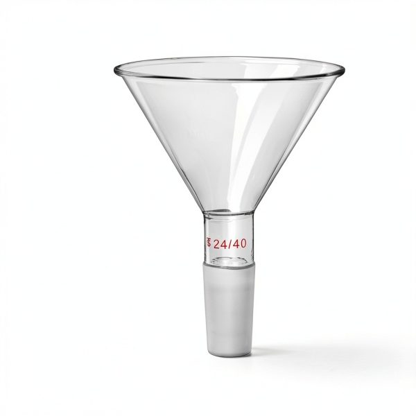 Glass Jointed Powder Funnel QWORK 100mm OD 24/40 Joint Short Stem-3