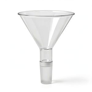 Glass Jointed Powder Funnel QWORK 100mm OD 24/40 Joint Short Stem-0