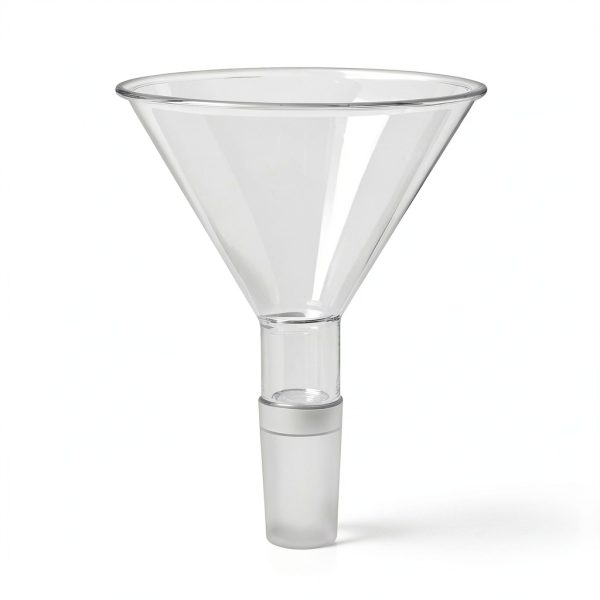 Glass Jointed Powder Funnel QWORK 100mm OD 24/40 Joint Short Stem-0
